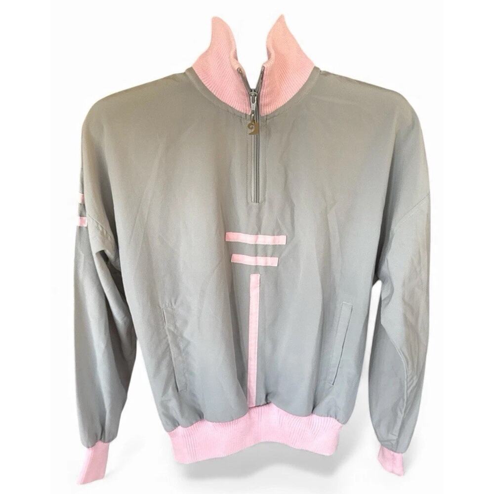 Vintage 90s Pierre Cardin Pastel Pullover Windbreaker 1/4 Zipper Pockets Small